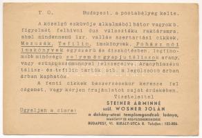 "Fohász" Zsidó nők imakönyve reklámja (Írta Dr. Hevesi Ferenc pesti rabbi). Kapható Steine...