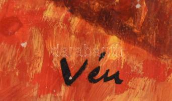 Vén jelzéssel: Csendélet. Olaj, farost. Sérült. Fakeretben. 47x39,5 cm