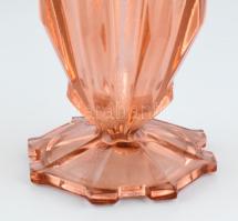 Art Deco lazac színű üveg váza, tervező: H. Heemskerk. Belgium, Verreries de Scailmont. 1920-30 körü...