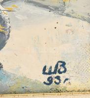 Olvashatatlan cirill betűs jelzéssel: Csendélet. Olaj, vászon. 40x30 cm. Dekoratív, kissé sérült fak...