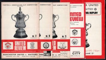1968-1970 A Manchester United angol labdarúgócsapat kupamérkőzéseinek programfüzetei (BEK, FA Kupa),...