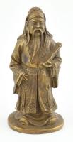 Kínai bölcs, bronz, kopásokkal, m: 7 cm