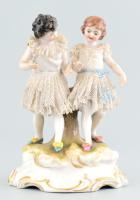 Alteste Volkstedt kislányok, porcelán, jelzett, sérült, m: 13 cm