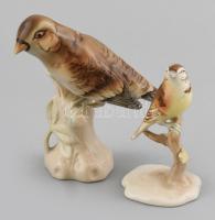 2 db Royal Dux madár, porcelán, jelzett, sérült, m: 12-15 cm