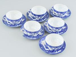 Japán tojáshéj porcelán teáscsésze, 6 db, egyik alj sérült, jelzett.