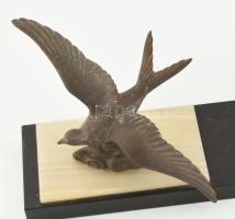 Art Deco ónix, márvány, figurális, kandallóóra, mechanikus, nincs kipróbálva, 24x45 cm