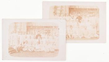 1916 Katona kórház fotói, 2 db fotólap, az egyik fotó egyik sarkán törésnyommal, 9x14 cm