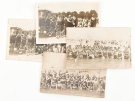 1928 Siófoki nyaralások fotói, 4 db fotólap, a hátoldalakon feliratozottak, a felületeken bejegyzésekkel, 8x13 cm és 9x14 cm közötti méretben