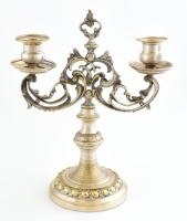 Régi ezüstözött gyertyatartó pár, kopott, m: 23 cm