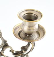 Régi ezüstözött gyertyatartó pár, kopott, m: 23 cm