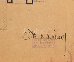 cca 1940 Kőbánya-alsó pályaudvar új állomás épületének pályaterve, tervrajz, kartonon, két részletbe...