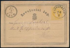 1870 2kr PS-card "CSŐSZTELEK" - "WIEN", 1870 2kr díjjegyes levelezőlap "CSŐSZTELEK" - "WIEN"