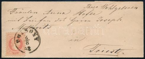1868 5kr díjjegyes boríték / PS-cover "POZSONY" - "TRIEST"