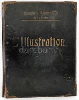 cca 1920 A Hungária Nagyszálló (Grand Hotel Hungária) kávéházának újságtartója, a ,,LIllustration c. francia hetilap számára (a szálloda külföldi lapokat is járatott nemzetközi vendégei számára). Nagyméretű, rézveretes, bőr borítású kartonmappa, rajta dombornyomott, aranyszínű betűkkel a szálloda/kávéház nevével és a folyóirat címével, valamint ,,Minta védelem bejelentve, Berkovits Sip-u. 4. felirattal. Korának megfelelő kopásokkal, minimális sérülésekkel, 42x32 cm