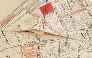 1886 Budapest Terézváros térképe, Wohlfahrt Henrik minisztériumi felügyelő által feliratozott, szaka...