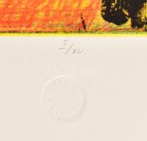 Kéri Imre (1945- ): "Nyári este" (summer evening). Színes rézkarc, papír, jelzett, számozo...