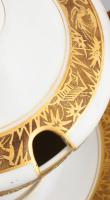 Hutschenreuter porcelán szószos kínáló. Aranyozott jelzett, kis kopással. m: 20 cm, d: 22 cm