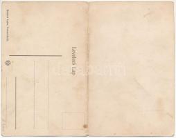 Tusnádfürdő, Baile Tusnad; Szent Anna tó. 2-részes kinyitható panorámalap, Brunner Lajos kiadása / l...