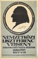 1933 Nemzetközi Liszt Ferenc verseny zongoraművészek részére, plakát, hajtott, szakadással, 95×63 cm