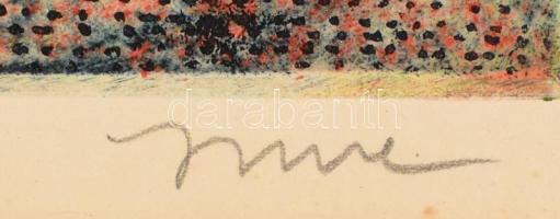 Imre István (1918-1983): Csokor. Színes rézkarc, papír, jelzett, 38,5×29 cm. Paszpartuban