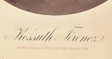 cca 1906 Kossuth Ferenc (1841-1914) kereskedelemügyi miniszter portréja, felcsavarva, gyűrődésekkel,...