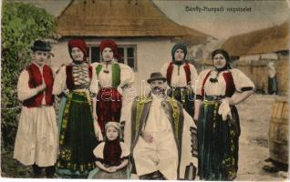 1910 Bánffyhunyad, Huedin; Bánffy-Hunyadi népviselet, erdélyi folklór / Transylvanian folklore (szakadás / tear)
