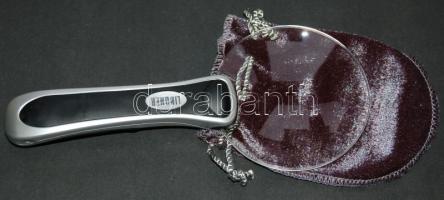 Lindner 2x-es, világítós nagyító, szürke velúr védőzsákkal, eredeti csomagolásban!