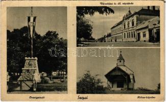 Szepsi, Abaújszepsi, Moldava nad Bodvou; Országzászló, Városháza és Állami iskola, Rókus kápolna / Hungarian flag, town hall, school, chapel (fa)