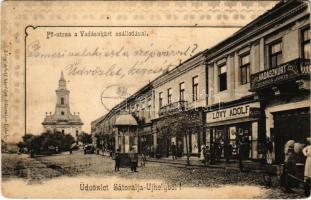 1902 Sátoraljaújhely, Fő utca, Bokros János-féle Vadászkürt szálloda, Lövy Adolf üzlete és saját kiadása (kopott sarkak / worn corners)