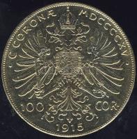 Ausztria 1915. 100K Au 22,5g későbbi 14karátos (0,585) utánverete T:2- k. ph