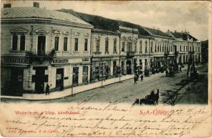 1903 Sátoraljaújhely, Wekerle tér, Központi kávéház, Pollák A., Róth József üzlete. Lövy A. kiadása (fl)