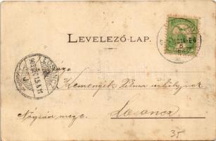 1903 Sátoraljaújhely, Wekerle tér, Központi kávéház, Pollák A., Róth József üzlete. Lövy A. kiadása ...