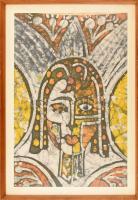 Olvashatatlan jelzéssel: Női fej. Vegyes technika, vászon. Üvegezett fakeretben, 56×38 cm