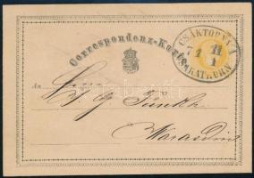 1871 2kr díjjegyes levelezőlap "CSÁKTORNYA CSAKATHURN" - Warasdin 1871 2kr PS-card "C...