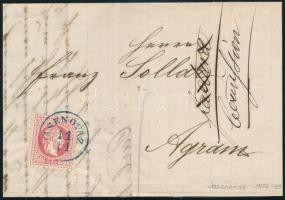 1870 5kr levélen kék "JASENOVAZ" - Agram, 1870 5kr on cover, blue "JASENOVAZ" - Agram