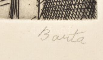 Barta jelzéssel: Kártyázók. Rézkarc, papír. 18x37 cm