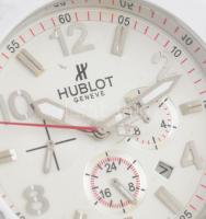 Hublot replika automata férfi karóra, műanyag szíjjal, plexi kissé karcos, működik, d: 4,5 cm