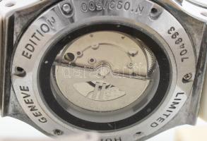 Hublot replika automata férfi karóra, műanyag szíjjal, plexi kissé karcos, működik, d: 4,5 cm