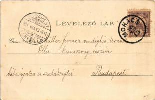 1901 Mohács, Rév, László kórház. Weiser Miksa kiadása. Art Nouveau, floral, litho (EK)