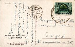 1940 Máramarossziget, Sighetu Marmatiei; Fiatal paraszt pár, erdélyi folklór. Berger Miksa utóda kia...