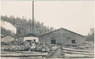 Orsova, MFTR hajógyár fűrésztelepe (?), iparvasút / saw mill of the ship factory (?), industrial railway. Fotograf Andor Miklós Orsova photo