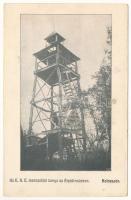 Kolozsvár, Cluj; Az EKE (Erdélyi Kárpát Egyesület) messzelátó tornya az Árpád-csúcson / lookout tower (ázott / wet damage)