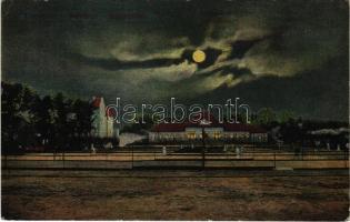 1914 Temesvár, Timisoara; Belváros, teniszpálya teniszezőkkel este / Innerestadt, Tennisplatz / tennis court with players at night (felületi sérülés / surface damage)