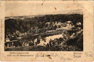 1902 Pöstyén, Piestany; Fürdők madártávlatból. Julius Lampl kiadása / Bäder aus der Vogelperspektive / spa, baths (fl)