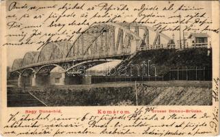 1905 Komárom, Komárno; Nagy Duna híd. Schönwald T. kiadása / Grosse Donau-Brücke / Danube bridge (EK)