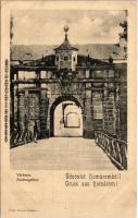 Komárom, Komárno; Várkapu katonákkal. Czike Dénes kiadása / Festungstor / castle gate with K.u.K. soldiers (EK)