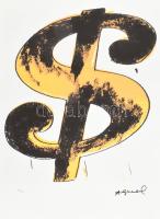 Andy Warhol (1928-1987): Dollar. szitanyomat, papír. Sorszámozott: 125/16, jelzett a nyomaton. Andy Warhol galéria szárazpecséttel és pecséttel jelzett, Lapméret 50x36 cm