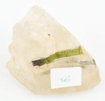 Zöld turmalin rudak kvarc kristályban, 6 x 4 x 3,5 cm, 140g, Brazília