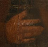 Ismeretlen festő: Nemesi pár portréja. 2 db festmény. Olaj, vászon, restaurált, a női portré erősebb...