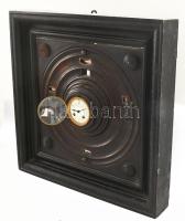 1850 körül, fa falióra, hónap nap kijelzéssel, mechanikus, nincs kipróbálva, 60x59 cm /